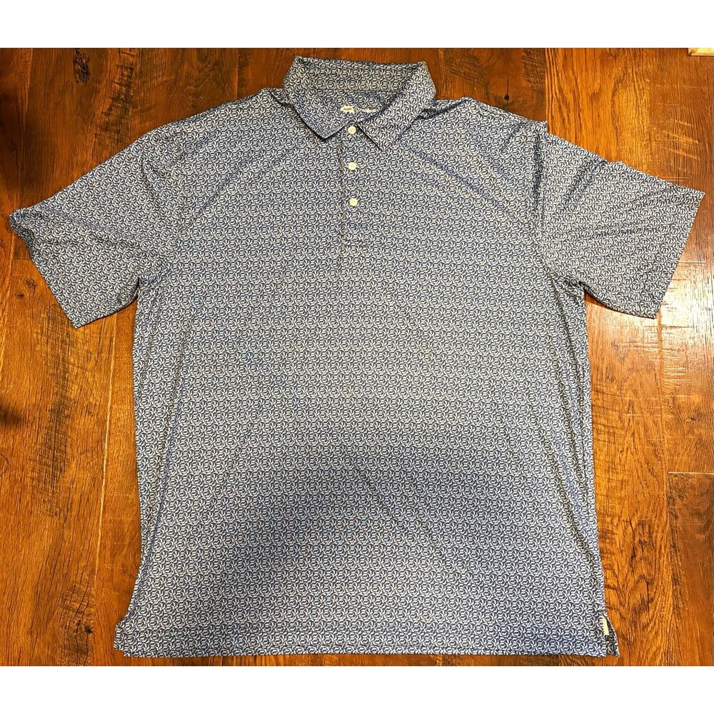 Onward Reserve Performance Golf Polo Shirt Blue/White Geometric Stretch XXL